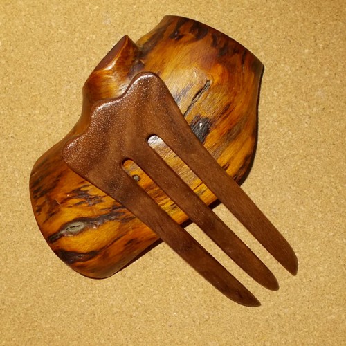 Walnut 3 prong hair fork by Jeter and sold in the UK by Longhaired Jewels